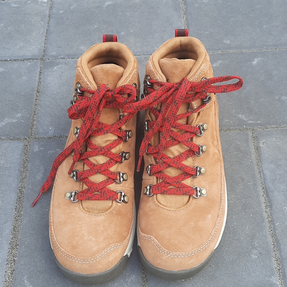 Danner Tan Suede Hiking Ankle Boots with Red Laces